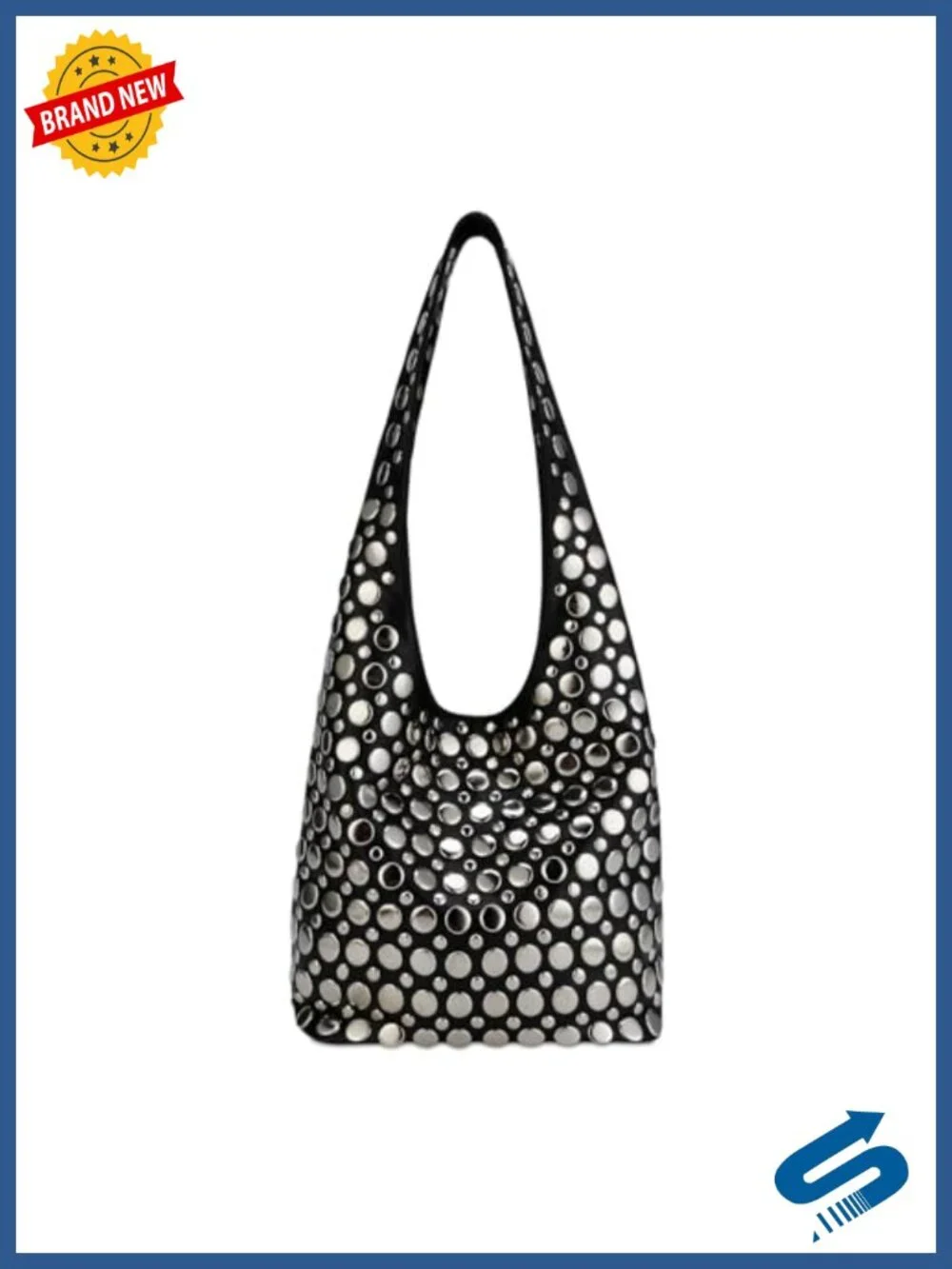 Studded Y2K Hobo Bag Faux Leather Punk Shoulder Purse Women Trendy Underarm Tote